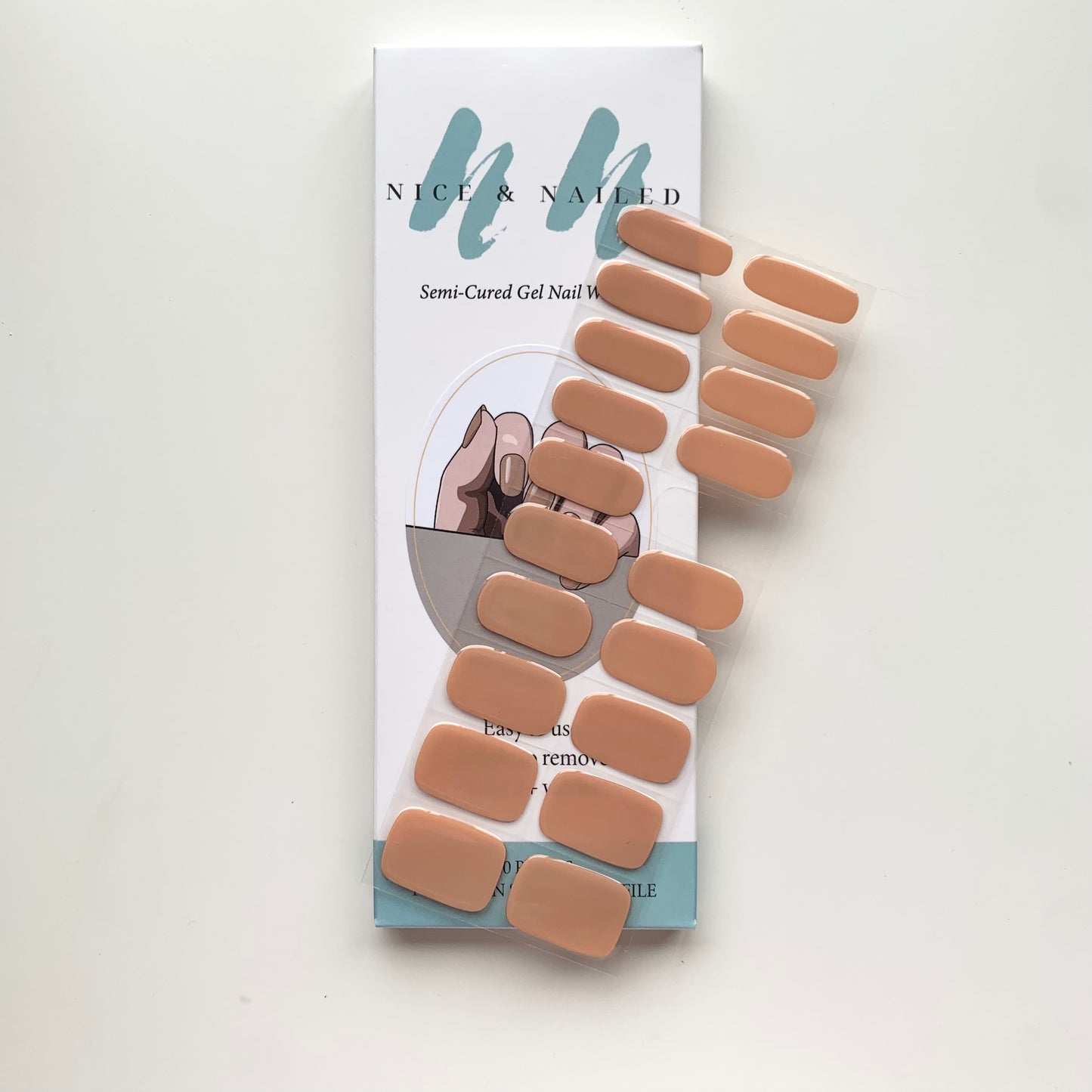 Sun-kissed semicured gel nail stickers, in nude brown